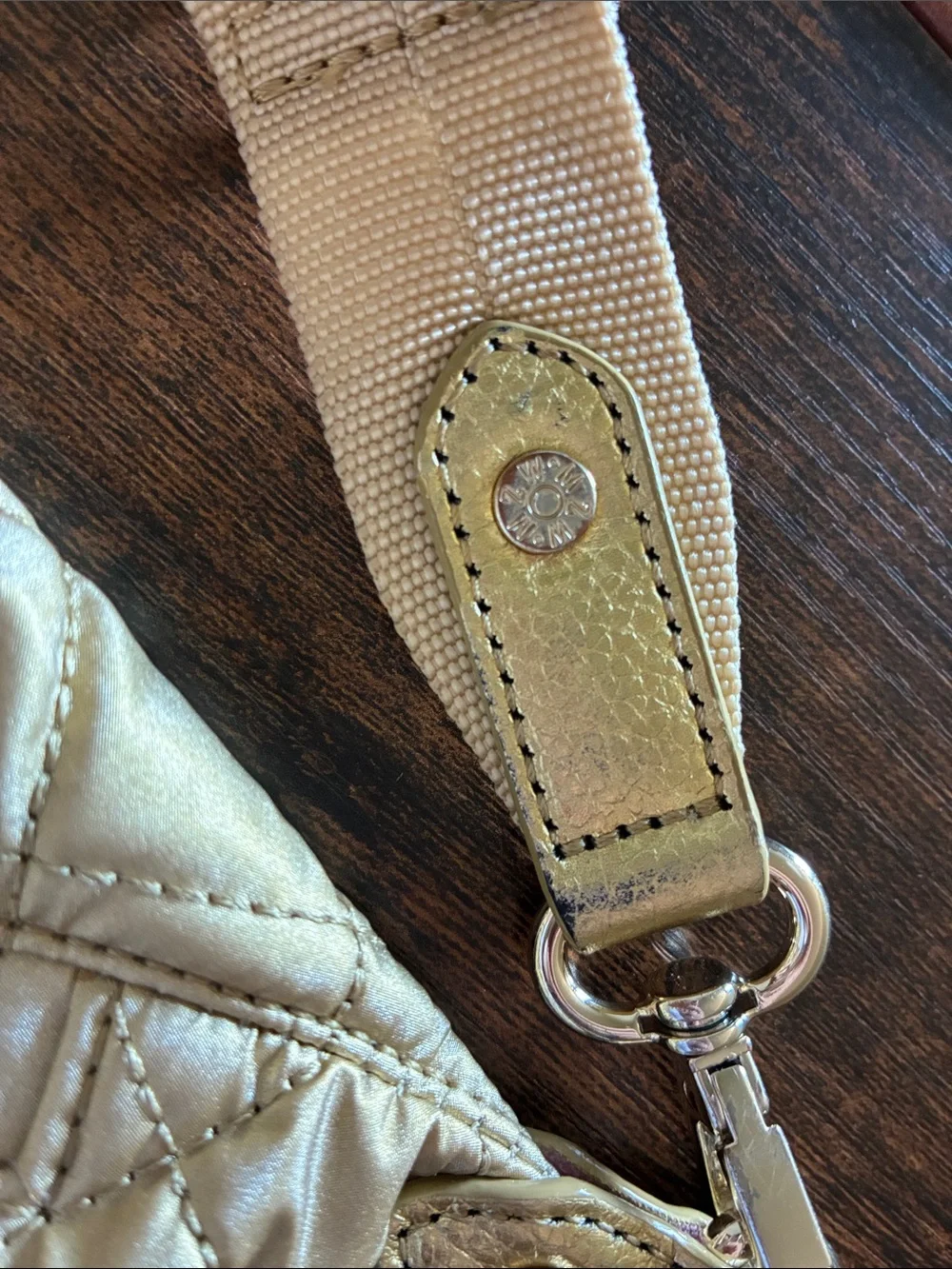 MZ Wallace Metallic Gold Quilted Crossbody Sling Bag - Picture 6 of 12